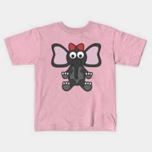 Cute gray baby elephant with ribbon Kids T-Shirt